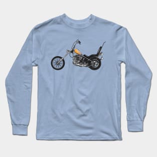Chopper Motorcycle 1950 cartoon illustration Long Sleeve T-Shirt